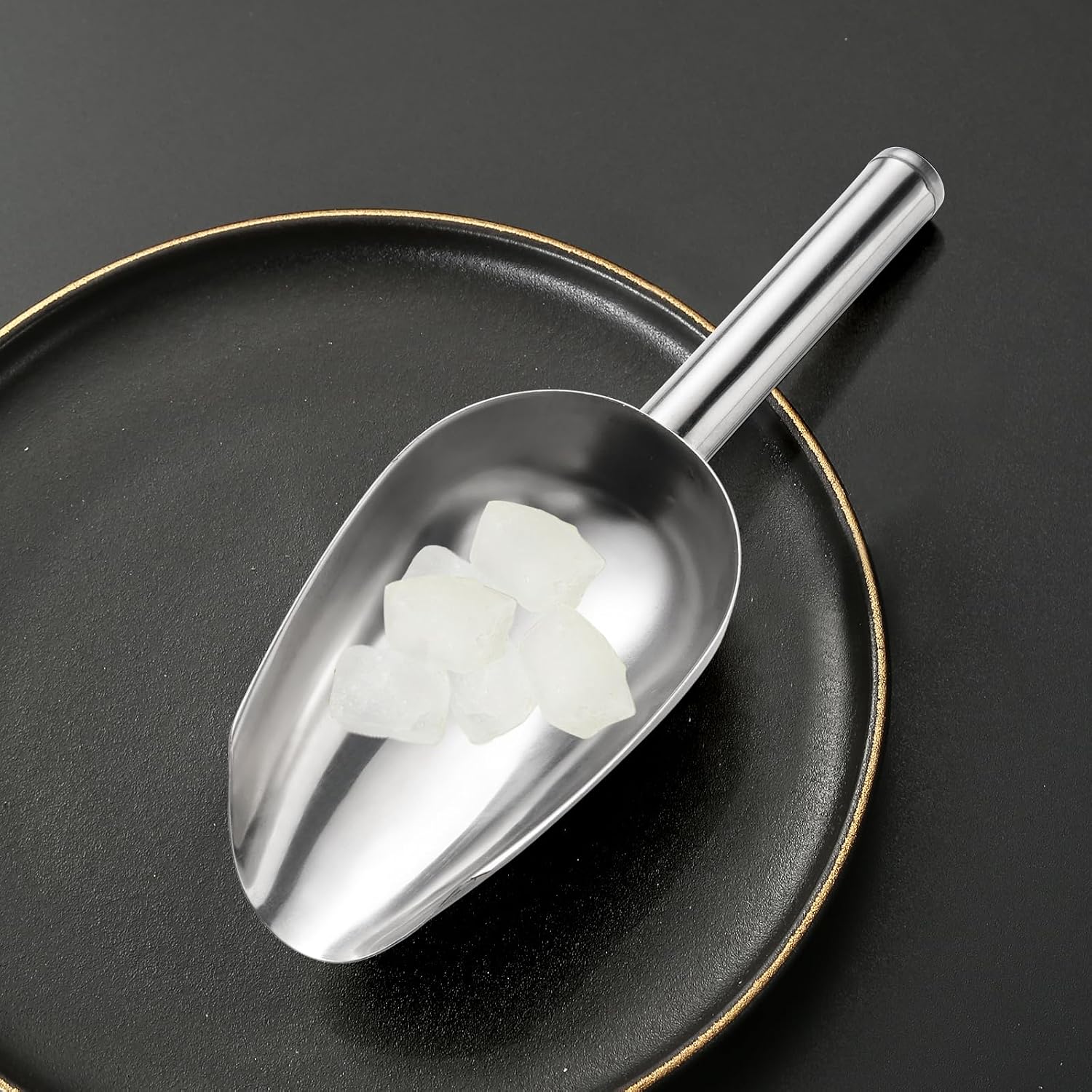8 Pack 6 Ounce Stainless Steel Ice Scoop Small Metal Candy Scoop Mini Ice Cube Scoop Little Sugar Cream Scoo p for Home Kitchen Food Jars Protein Powders, Coffee, Tea Beans Bar Dessert Buffet Weddings