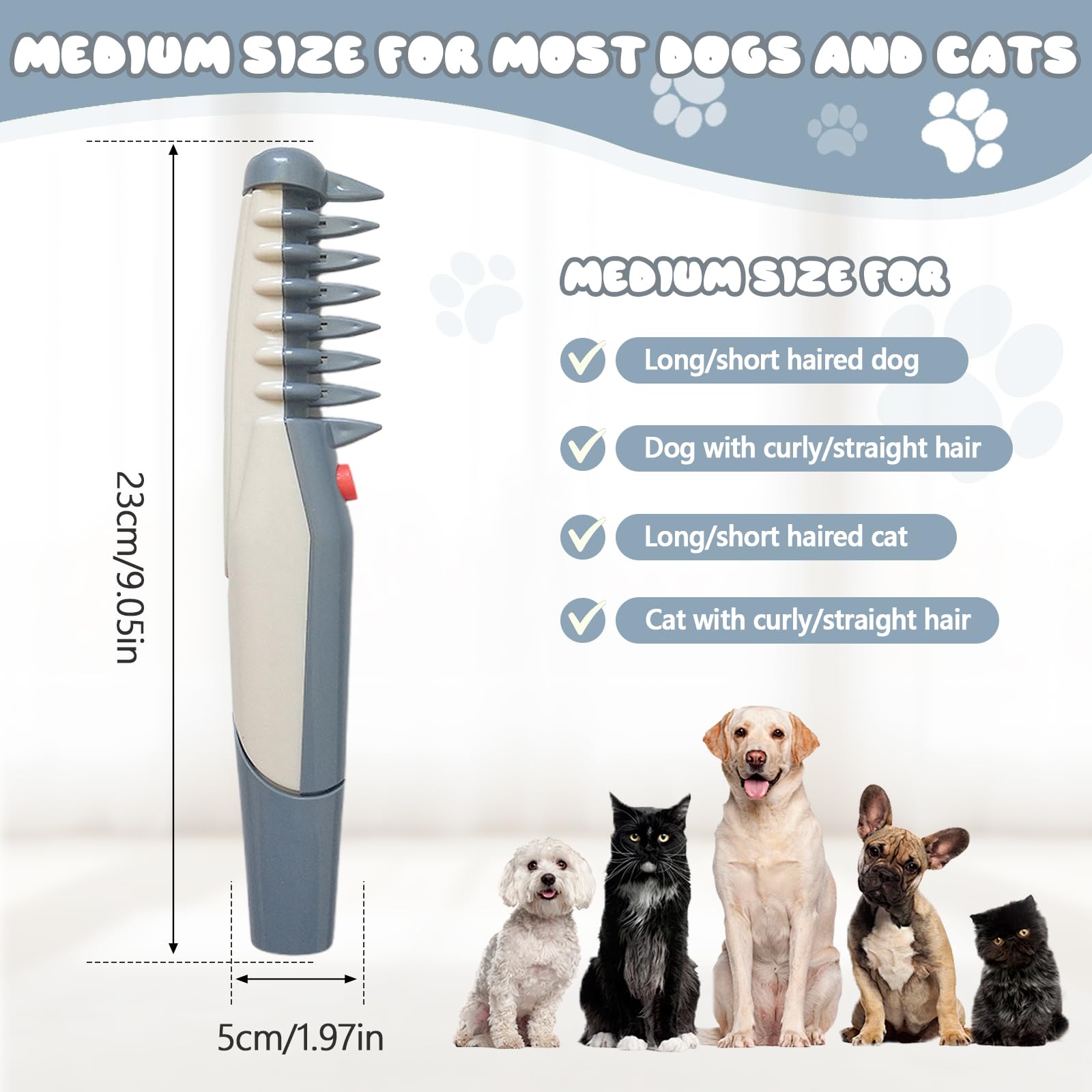 Petsboro Mataway E Peigne électrique 2 en 1 pour chien et chat