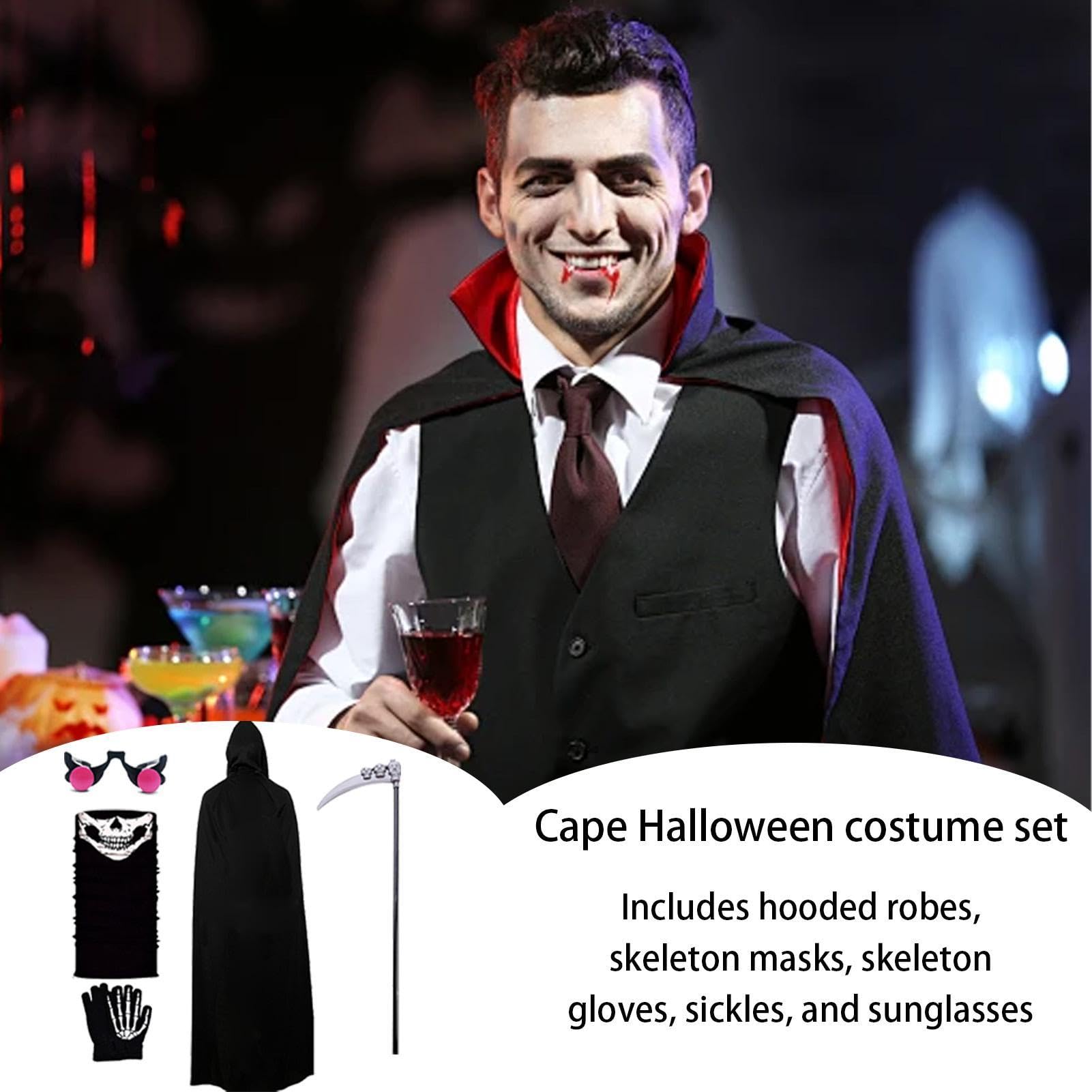 Mantello di Halloween per bambini, 5 pezzi, kit di costumi e accessori per il gioco | Set di costumi per bambini, per feste di Halloween, Natale, carnevale, feste in maschera e spettacoli