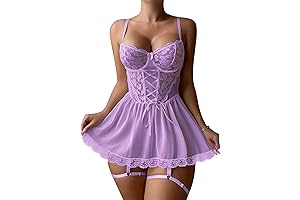 Elegant Floral Lace Babydoll Lingerie Set