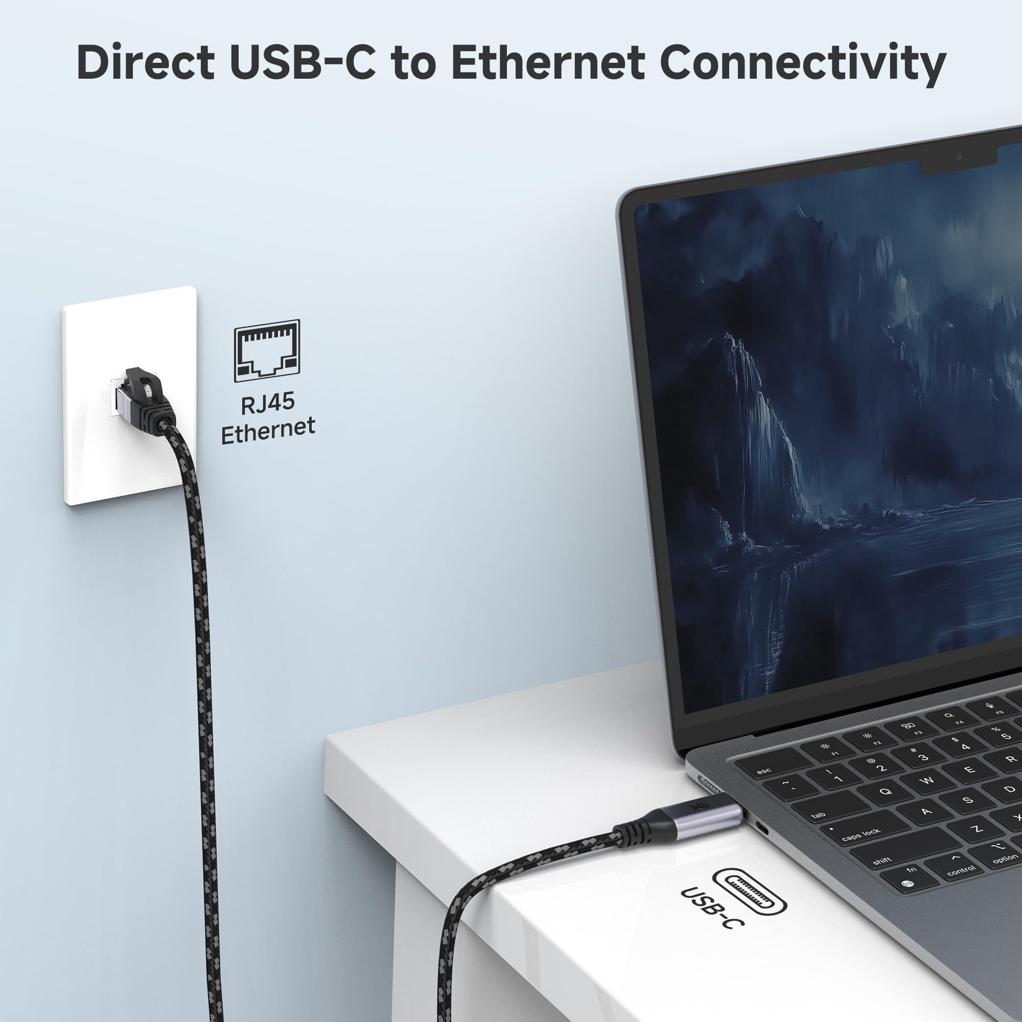 Image secondaire de Câble USB-C vers Ethernet Gigabit 1,8m - Idéal pour MacBook et Ordinateurs Portables
