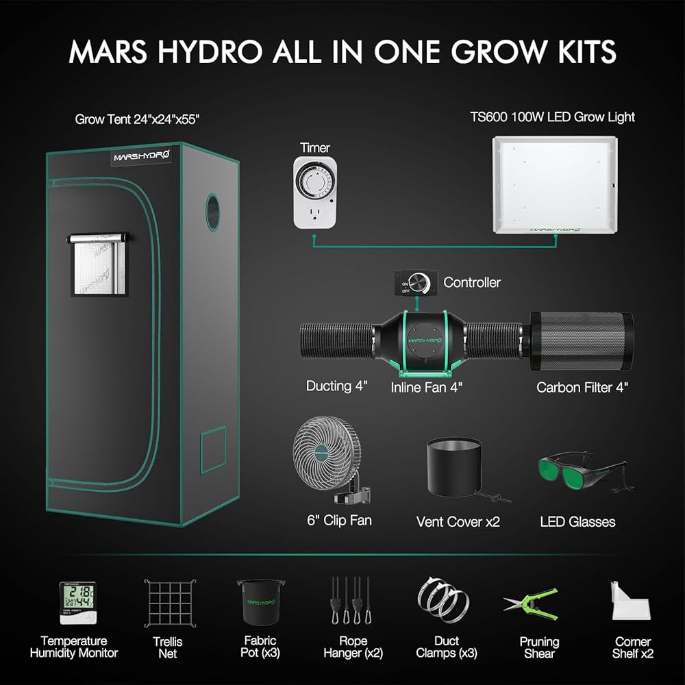 MARS HYDRO Grow Tent Kit kompletny zestaw TS600 W LED Grow
