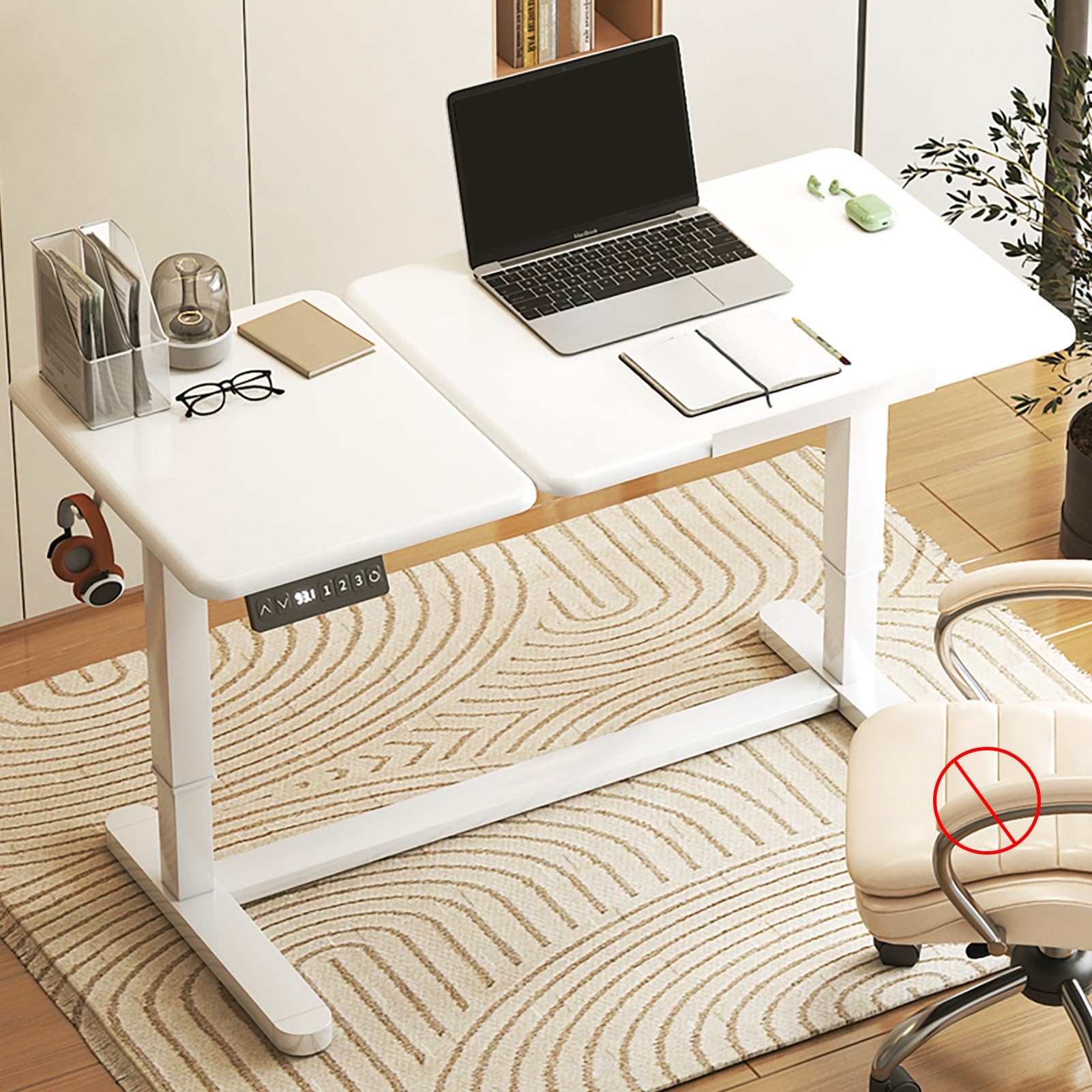 MYUYEE Mobile Standing Desk, Height Adjustable Stand Up Desk, 90° Tiltable Tabletop, White Drafting Table, Computer Desk With Wheels, 3 Memory Presets Heights