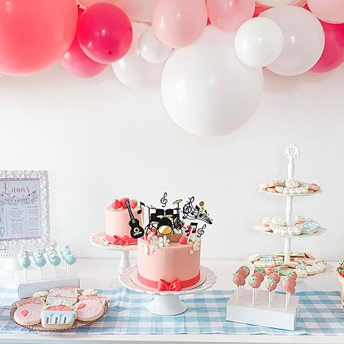 Vista 55 de Rsstarxi Paquete de 24 adornos para magdalenas, micrófono con purpurina, símbolos musicales, selecciones de cupcakes, música rock, concierto, tema