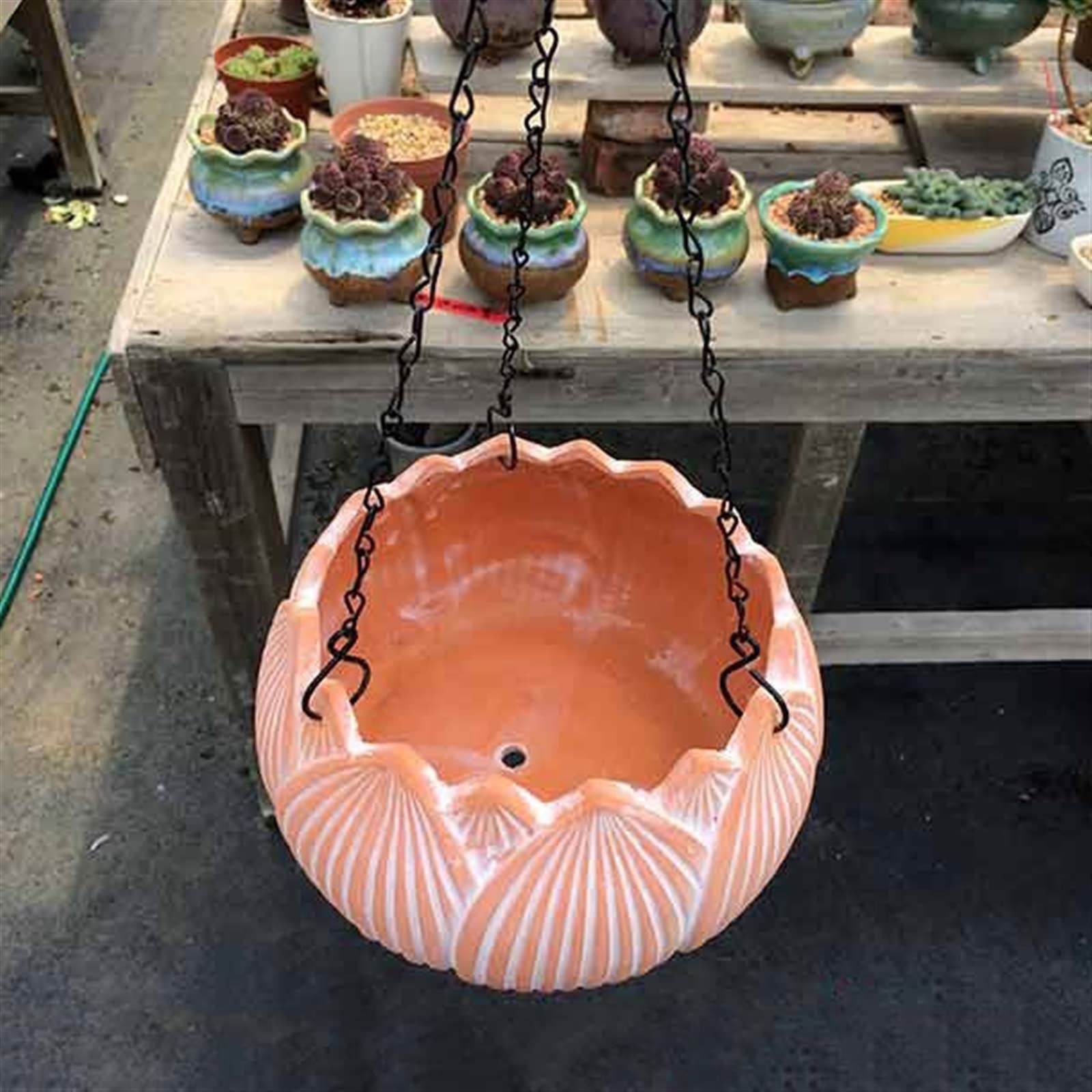 SUNESA Doniczki na kwiaty, kreatywna doniczka wisząca w kształcie lotosu, czerwona ceramiczna doniczka na kwiaty, oddychająca doniczka ceramiczna, doniczka na sukulenty, do zawieszenia