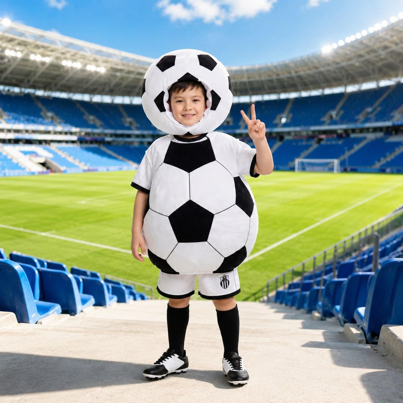 Qianly 2 Piezas Disfraz de Fútbol con Accesorios Reutilizables Conjunto de Sombrero y Vestimenta Material Resistente Fácil de Llevar Adecuado para, para Niños, Individual