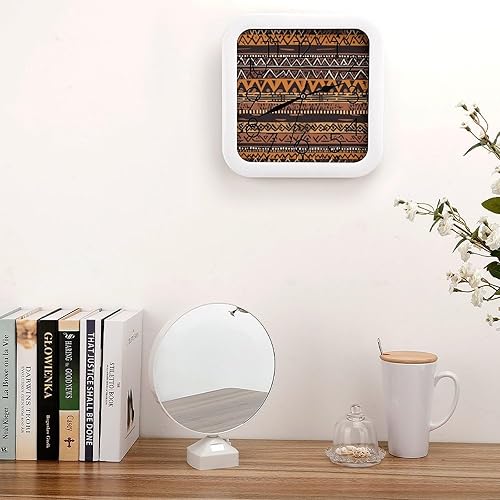 Miniatura 4 de 10" Square Modern Wall Clock,African Mud Cloth Tribal Print Kitchen Clocks Wall Battery Operated,Silent Non Ticking Unique Funny Cute Wall Clock for