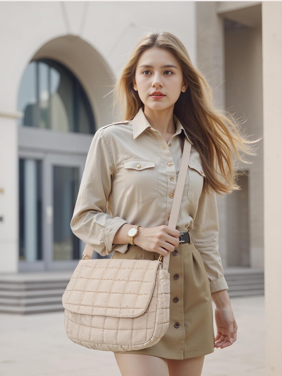 Herald Quilted Puffer Crossbody Bag for Women, Soft Lightweight Nylon Padding Bubble Flip Top Shoulder Purse Handbag - Image 3