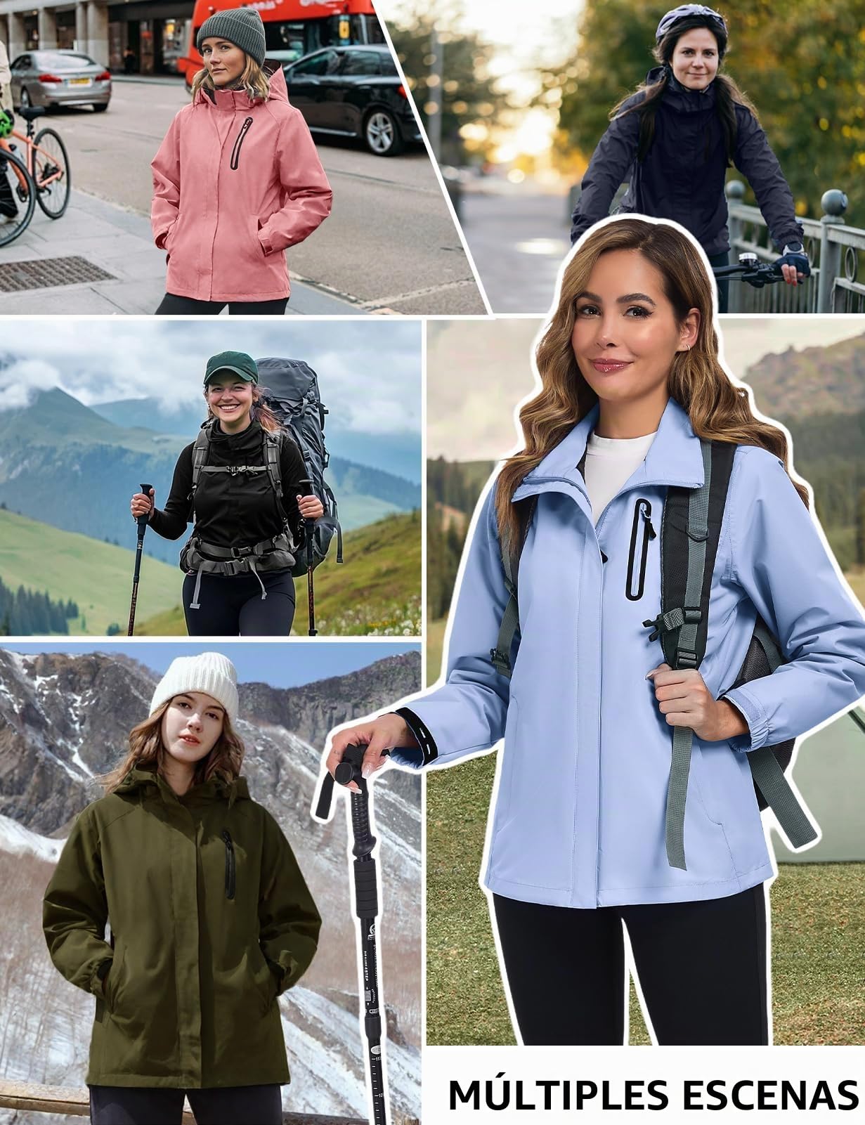UMIPUBO Mujer Chaqueta Impermeable Chubasquero Cortavientos Exteriores Lluvia Abrigo Ligero Transpirable Deportiva Primavera Otoño Capucha Impermeável Senderismo Vientos Cazadora