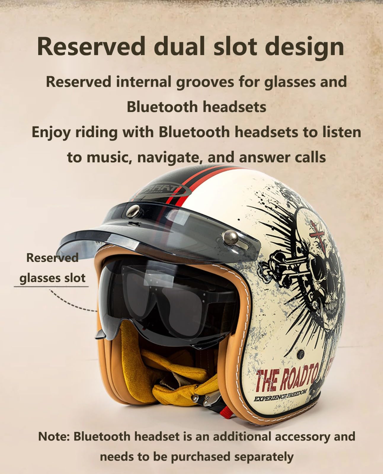 Casco Jet Moto Caschi Motorino Vintage, Scooter Moto Casco, Caschi Cromwell Moto Omologato DOT/ECE Casco Per Adulti Per Moto Chopper Scooter Motorino Per Adulti Uomini Donne