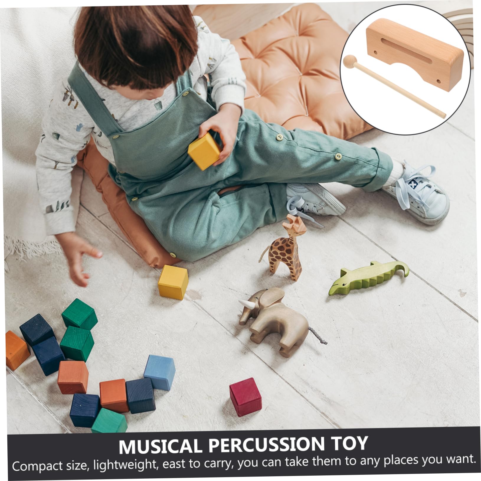 BESPORTBLE Wood Percussion Instrument Simple Rhythm Block for Music Teaching Tool Wood Color Present for Day Engaging Plaything to Enhance Creativity and Voice Recognition