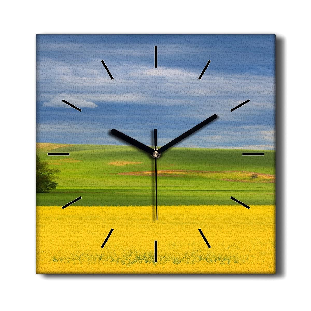 Horloge sur toile fleurs et ciel décoration murale pour un salon apaisant