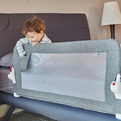 Miniatura 2 de Riel de cama para niños pequeños, plegable y extra largo, protector de riel de seguridad para cuna con seguridad de anclaje reforzado, rieles de