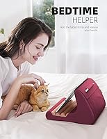 Vista 4 de Lamicall Soporte para tablet, soporte de almohada para tableta, almohadilla suave para cama y regazo, con soporte para lápiz capacitivo y bolsillo