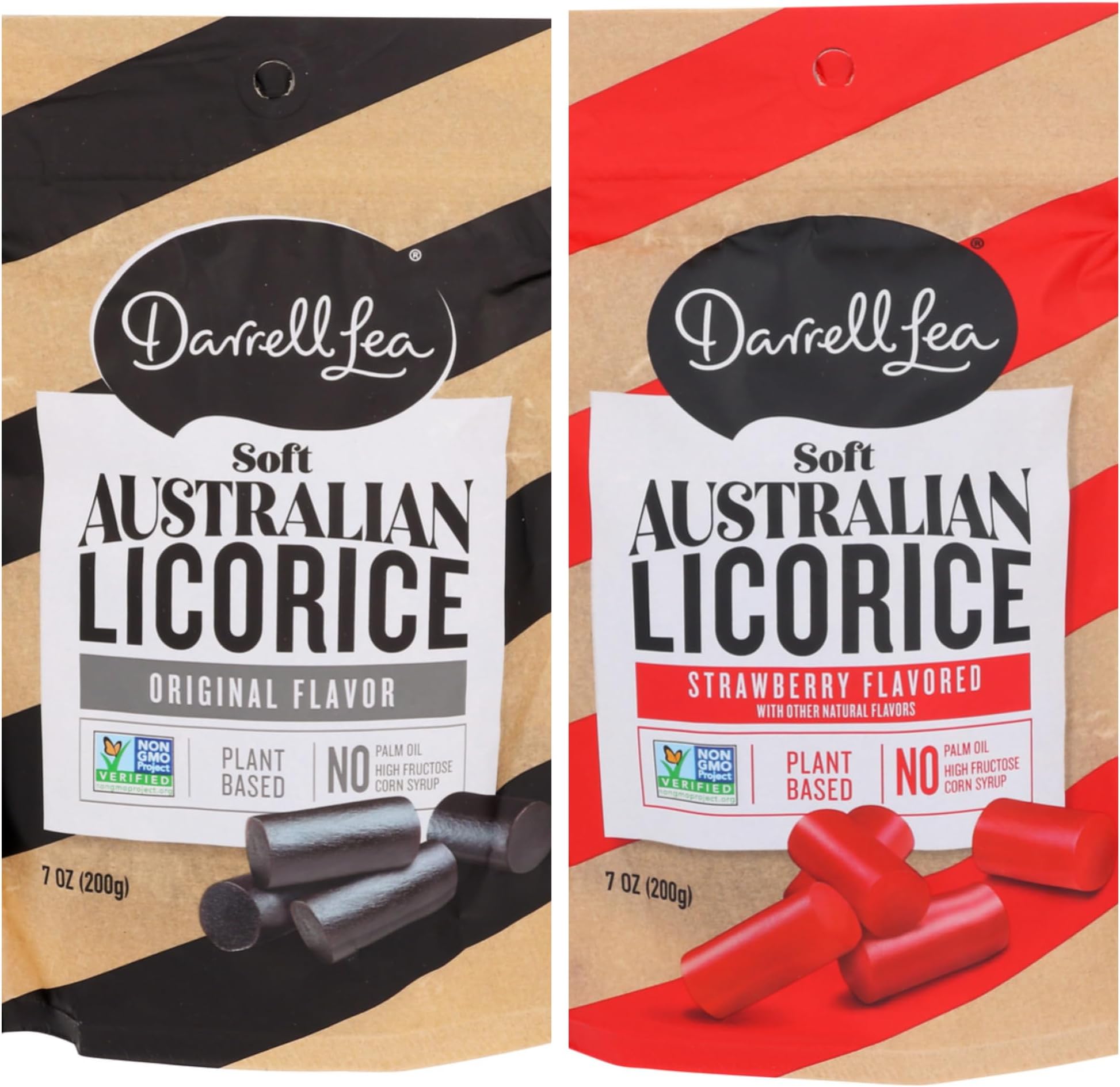 Darrell! Lea Soft Australian Made Licorice, Original Black Flavor And Strawberry, 7 oz Bag | Non-GMO, No Palm Oil, No Artificial + LuxProdX Magnet