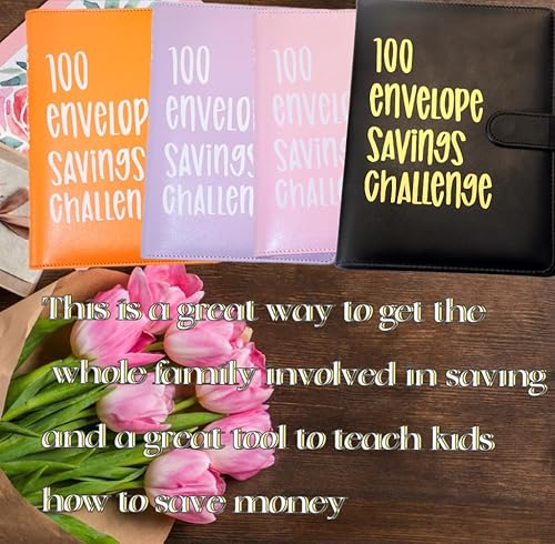 Miniatura 2 de Carpeta de desafío de 100 sobres  Una manera fácil y divertida de ahorrar $5,050  Carpeta de desafíos de ahorro, carpeta de presupuesto con sobres