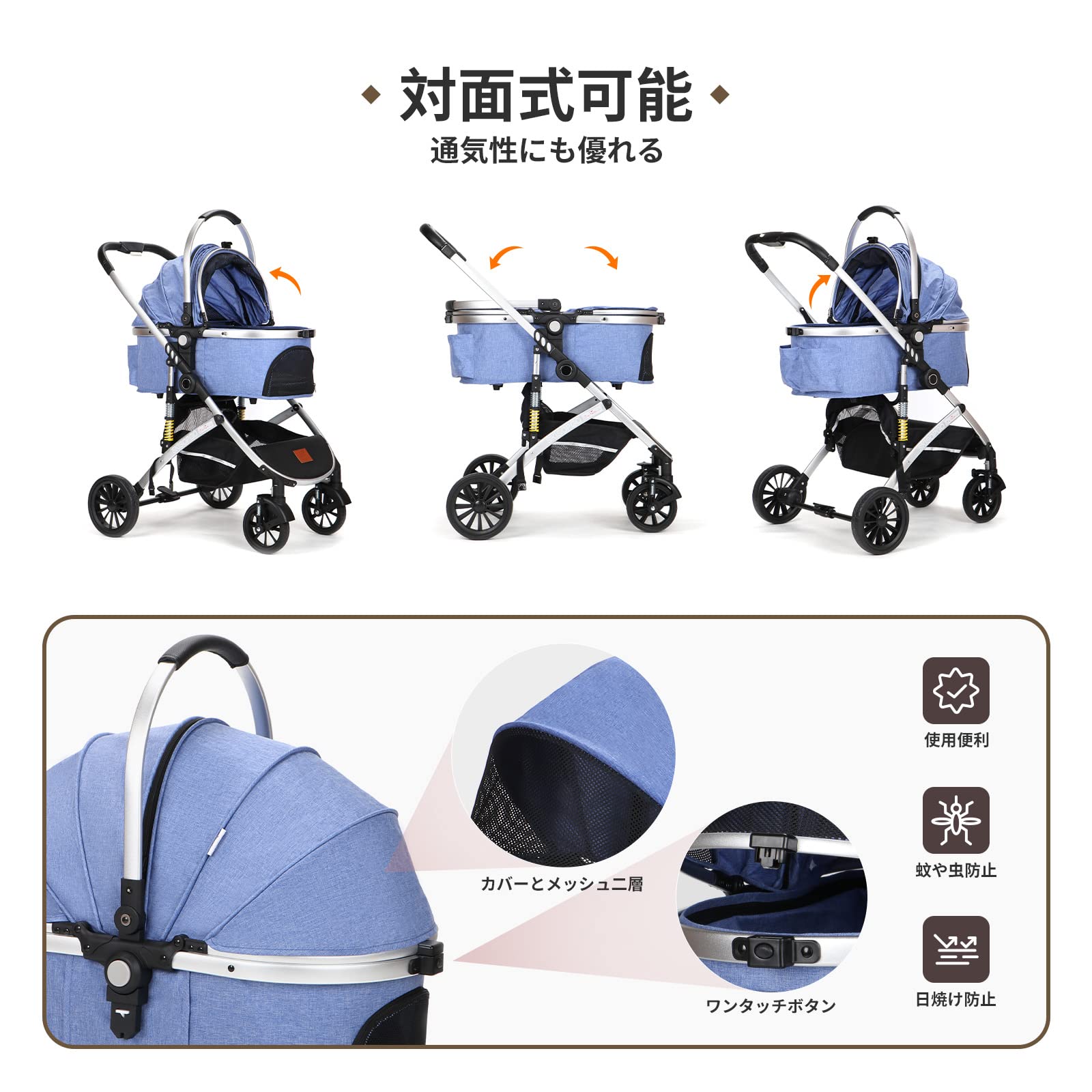 Amazon.co.jp: SKISOPGO ペットカート 分離型 犬用ベビーカー いぬ用