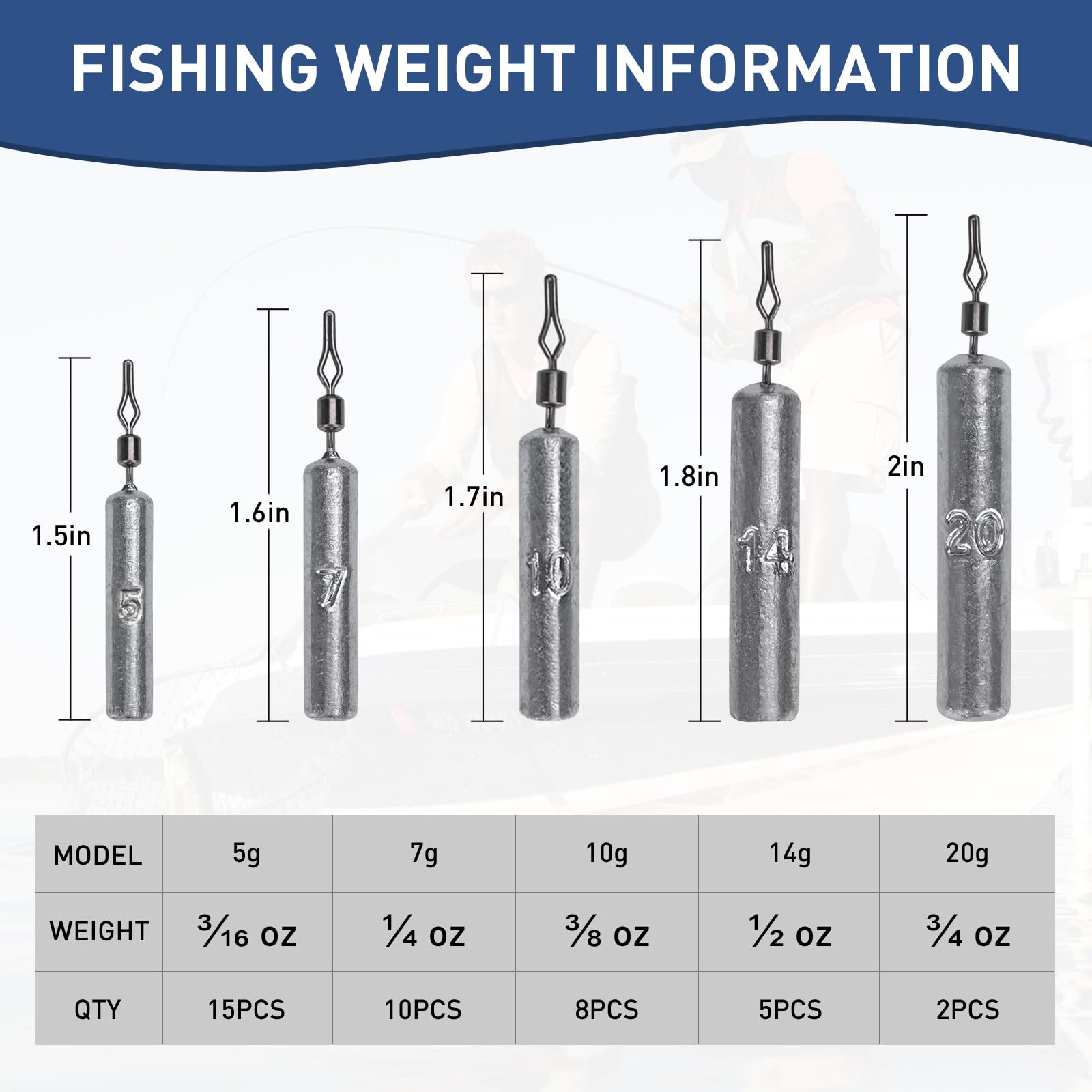 Thkfish Set di 60 piombini da pesca, kit di piombini da pesca drop shot, ami stravaganti per pesca in acqua dolce e salata