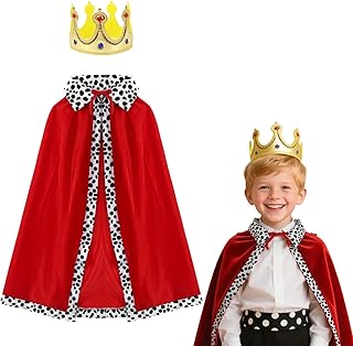 King Costume Set for Kids - Prince Cape & Crown 2-Piece - Royal Role Pla...