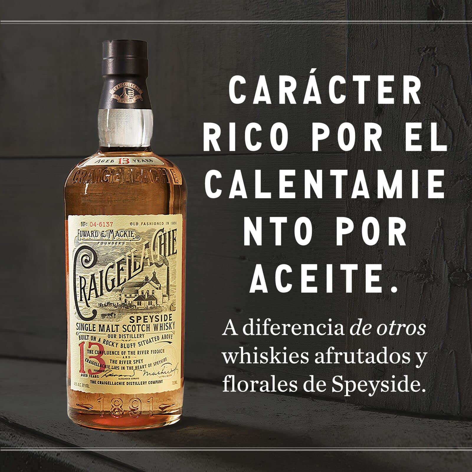 Craigellachie 13 Años Speyside Scotch Single Malt Whisky, 46 % vol., 700 ml, con estuche de regalo, Whisky terminado en barricas de jerez y bourbon, 70 cl