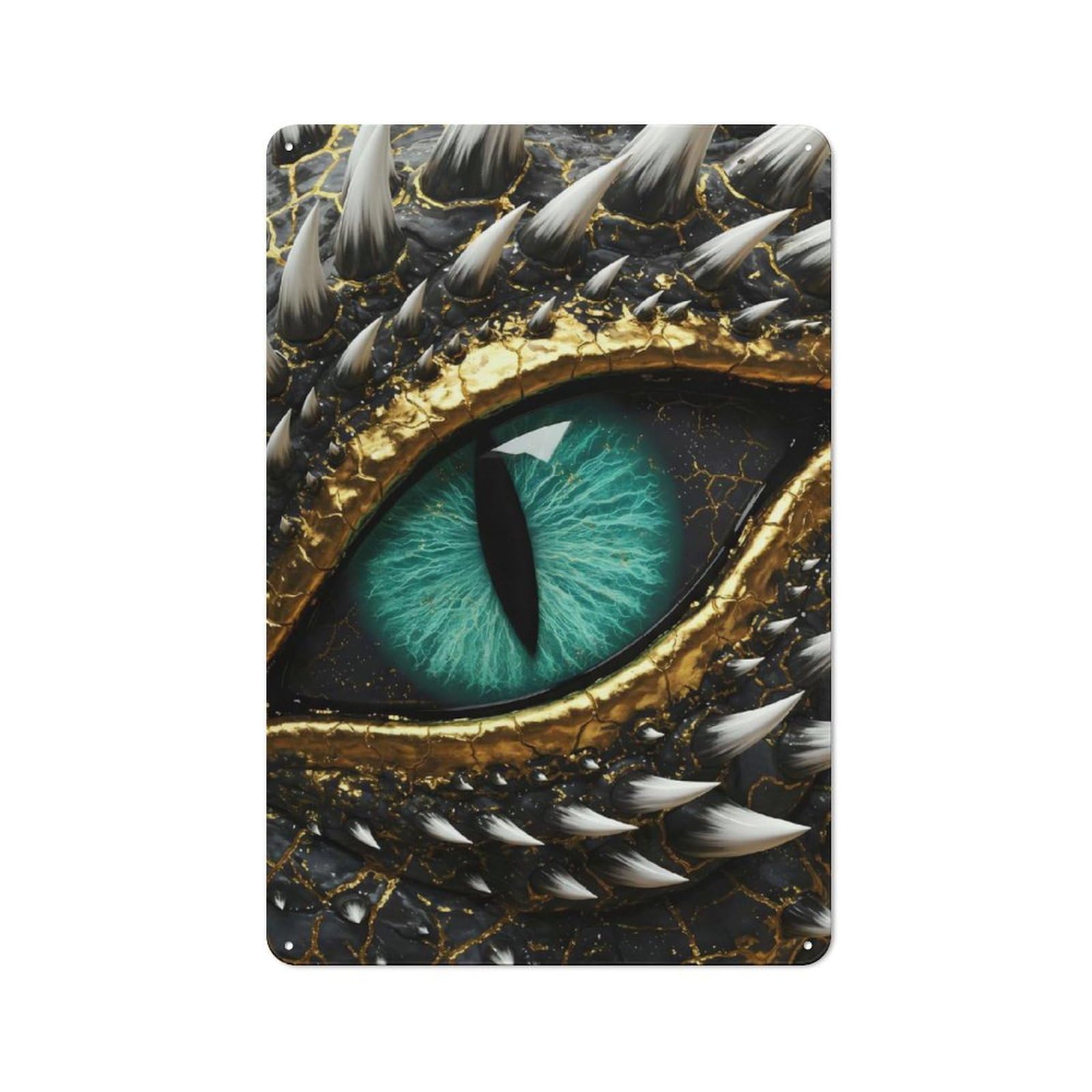 Junmoney Dragon Eye Close-Up Rustic Metal Plaque 30X20cm For Living Room Wall, Suited To Home Wall Decor Collectors