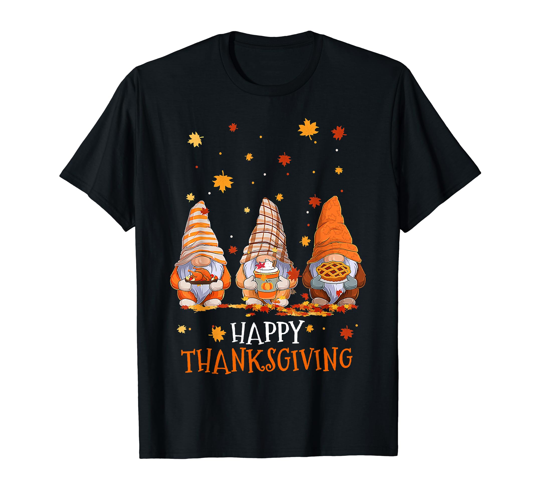 Funny Thanksgiving TShirts StoreThree Gnomes Happy Thanksgiving Autumn Fall Pumpkin Spice T-Shirt