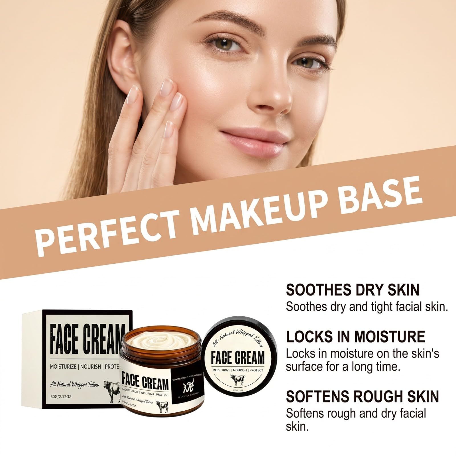 Crème Visage Suif de Boeuf Hydratante, 60 g