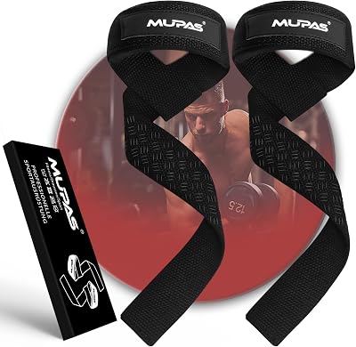 Zughilfen für Krafttraining & Bodybuilding (gepolstert) – Profi Lifting Straps 58.5cm Länge–Rutschfestes Silikon– Gym Straps für Fitness,Kreuzheben,Weightlifting