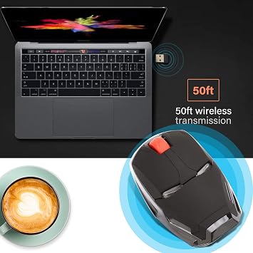 Cool Mouse for Laptop, Gaming Mouse Wireless, 2.4 G Portable Ergonomic Optical Mouse, Mouse with USB Receiver for Notebook PC Laptop MacBook | 3 Adjustment Levels