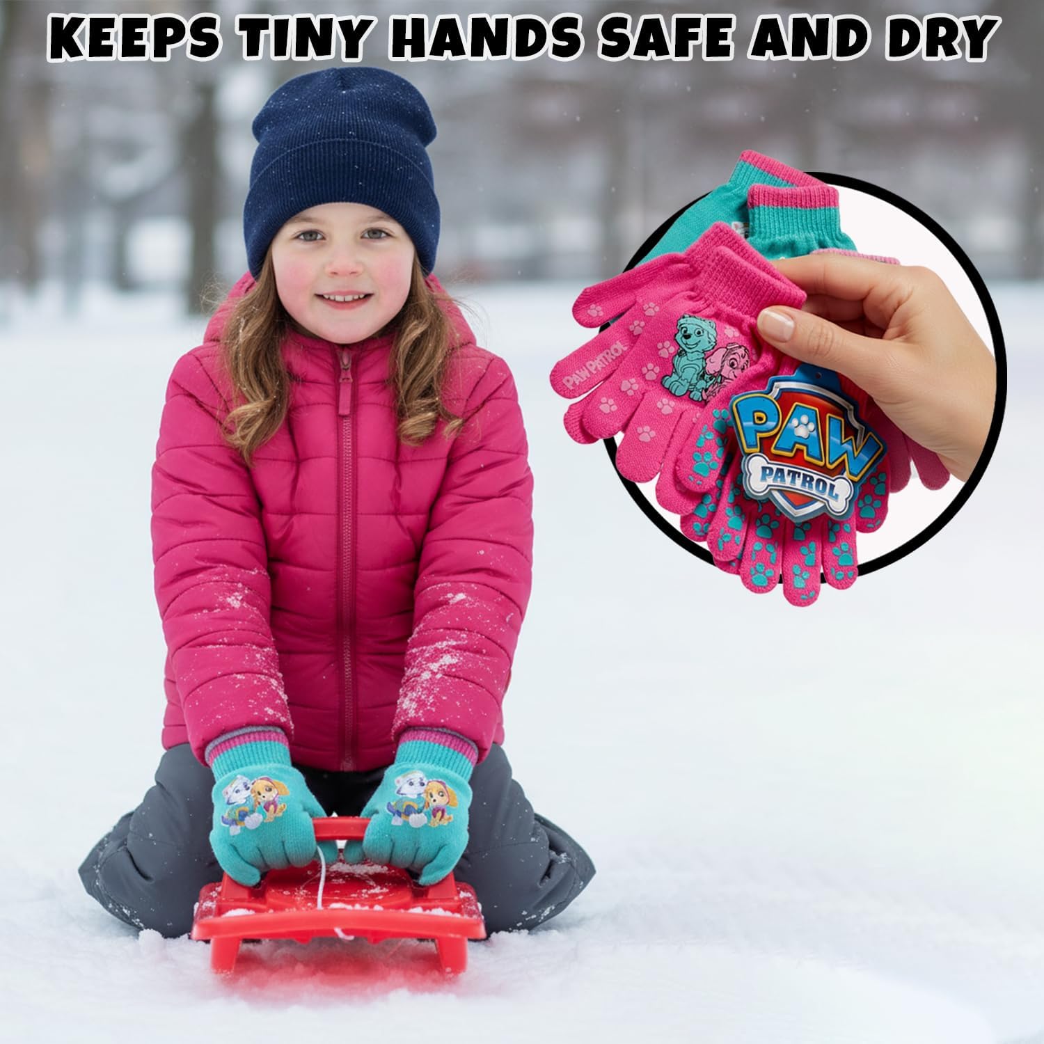 Nickelodeon Girls' Paw Patrol Ski Gloves - Marshall, Chase, Rubble Ski Gloves or Mittens (2-7) - Image 6