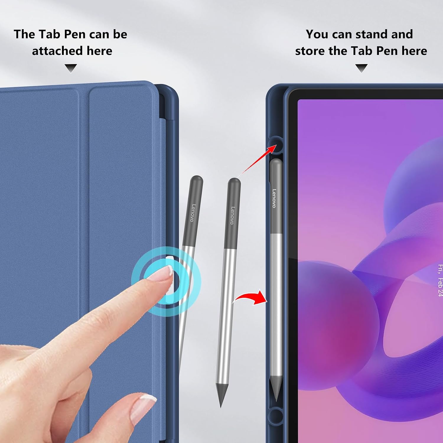 ProCase Full-Edge Protective Case for Lenovo Idea Tab 11" 2025 /Lenovo Tab K11 Gen 2 (TB-336ZU/TB-336FU), Shockproof TPU Back Slim Trifold Stand Cover with Pencil Holder - Dark Blue