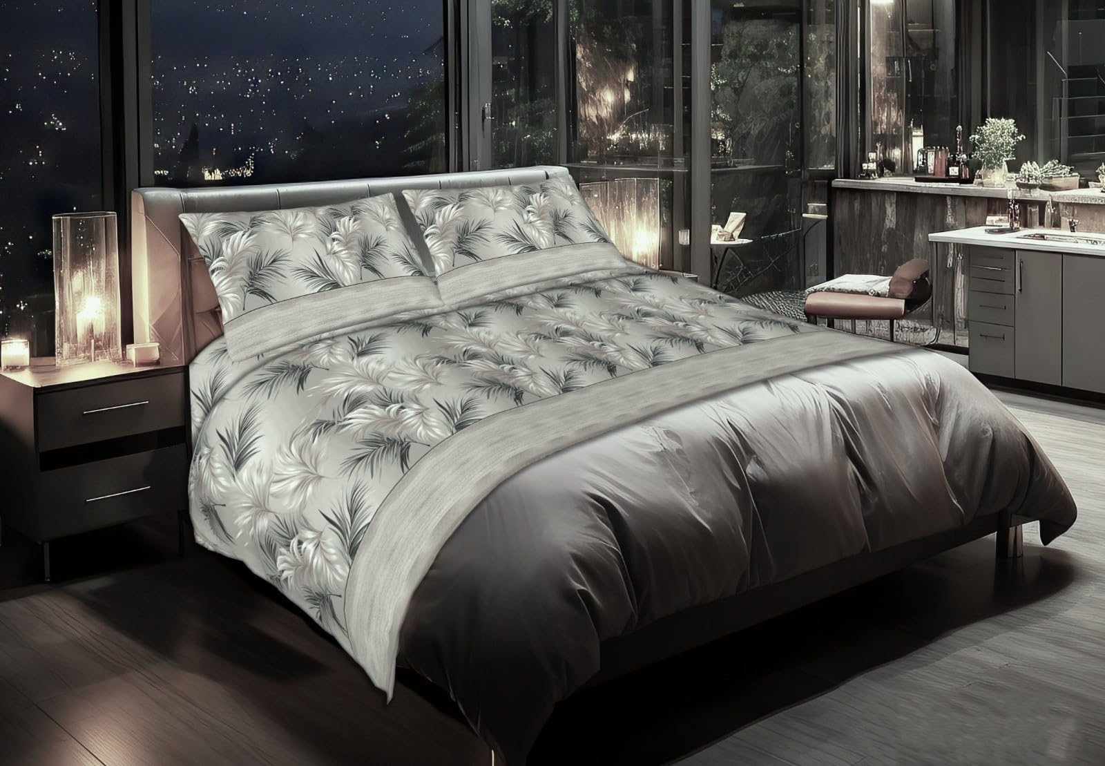 L'Emporio Casa Set Lenzuola in Flanella, Cotone Italiano 100% Pettinato, Anti-Pilling Varie Misure (Armony Grigio, Matrimoniale)