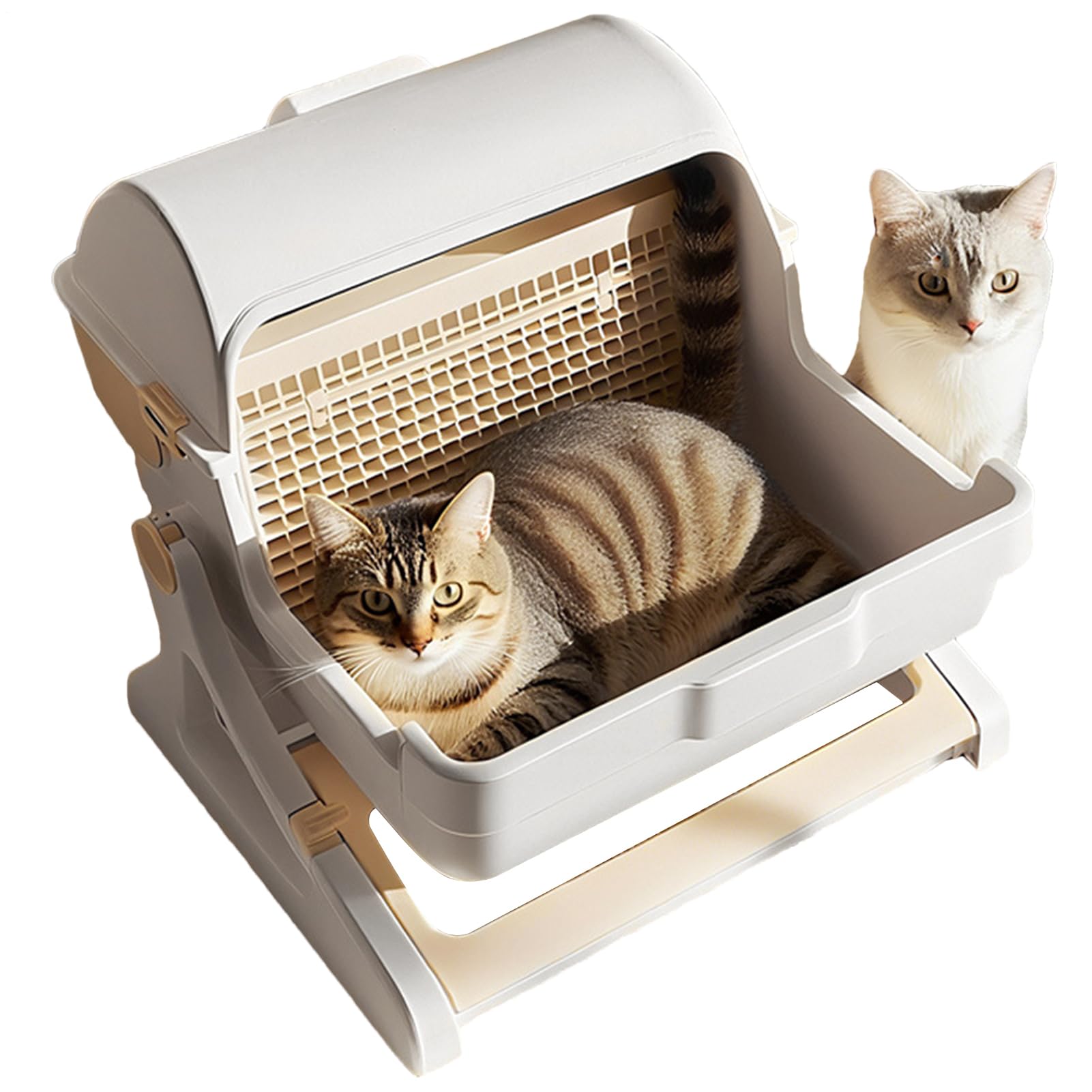 Automatische Katzenklo - Intelligenter Katzenklo,Großes Selbstreinigendes Geruchsneutrales Sicherheits-Design Mit Offenem Deckel Für Mehrkatzenhaushalt Wohnung Außenbereich Und Innenräume