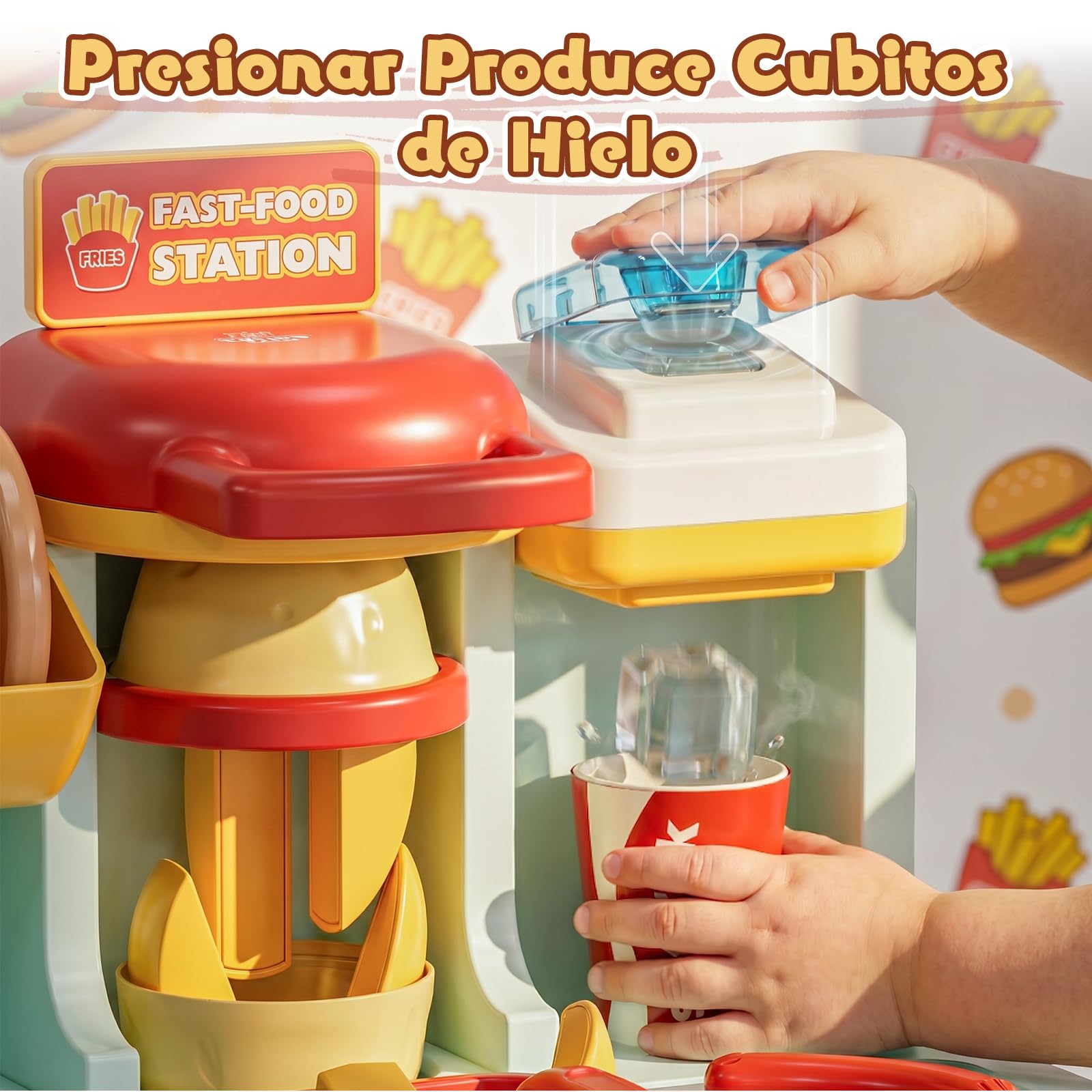 Lehoo Castle Juguete de Comida Hamburguesa, Cocinita Infantil para Cortar, Accesorios y Utensilios de Cocina Juguete, Cozinha Criança para Niñas 3-8 Años