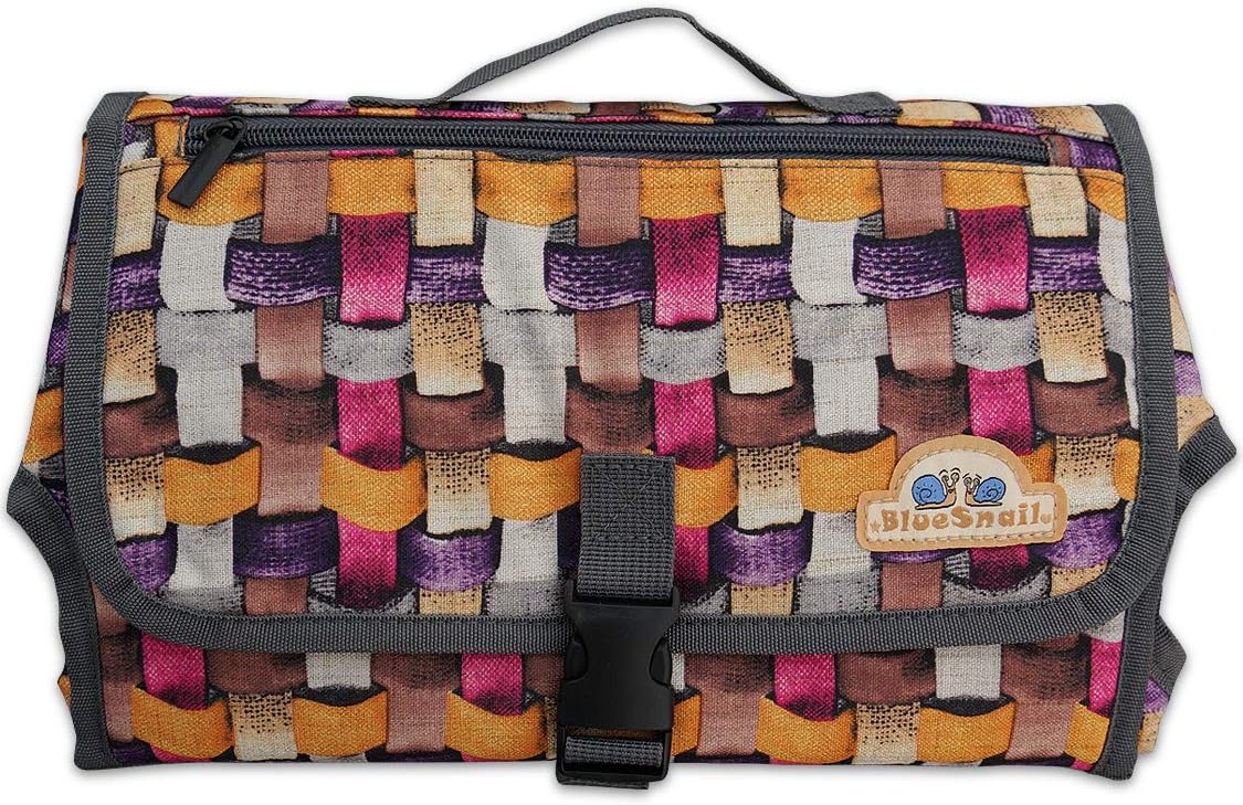 BlueSnail Portable Printed Changing Pad with Cushioned Pad,Diaper Clutch,Lightweight Travel Station Kit for Baby Diapering (Rosy+Gray)