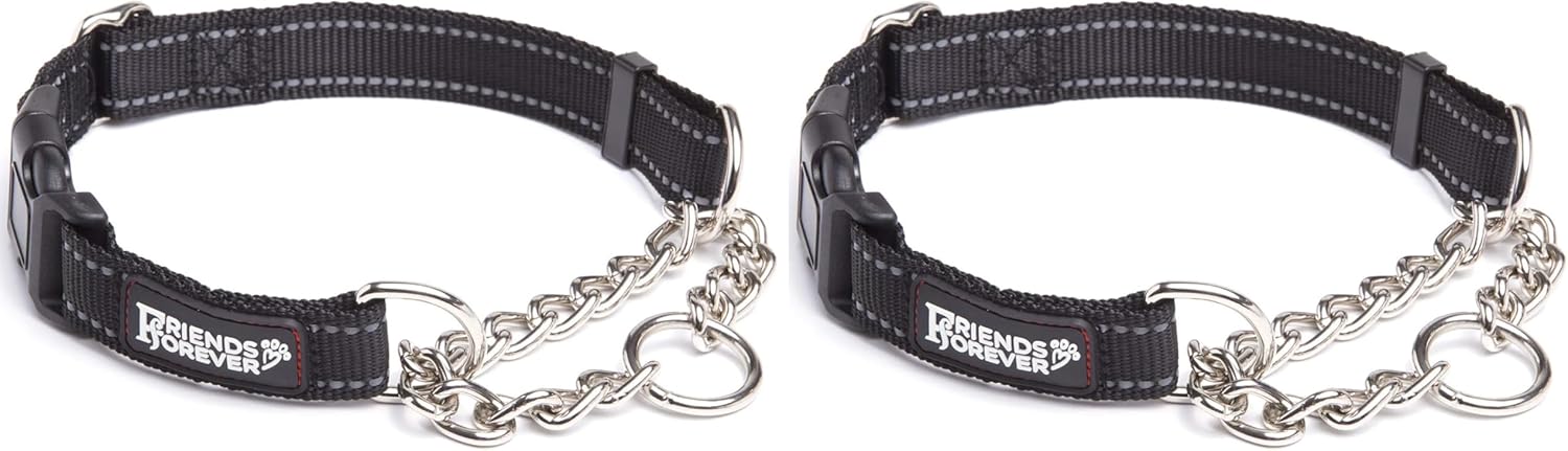 Friends Forever Martingale Dog Collars for Large Dogs - Reflective No Pull Dog Collar for Training Large/Medium Breed Dogs, Large (Pack of 2)