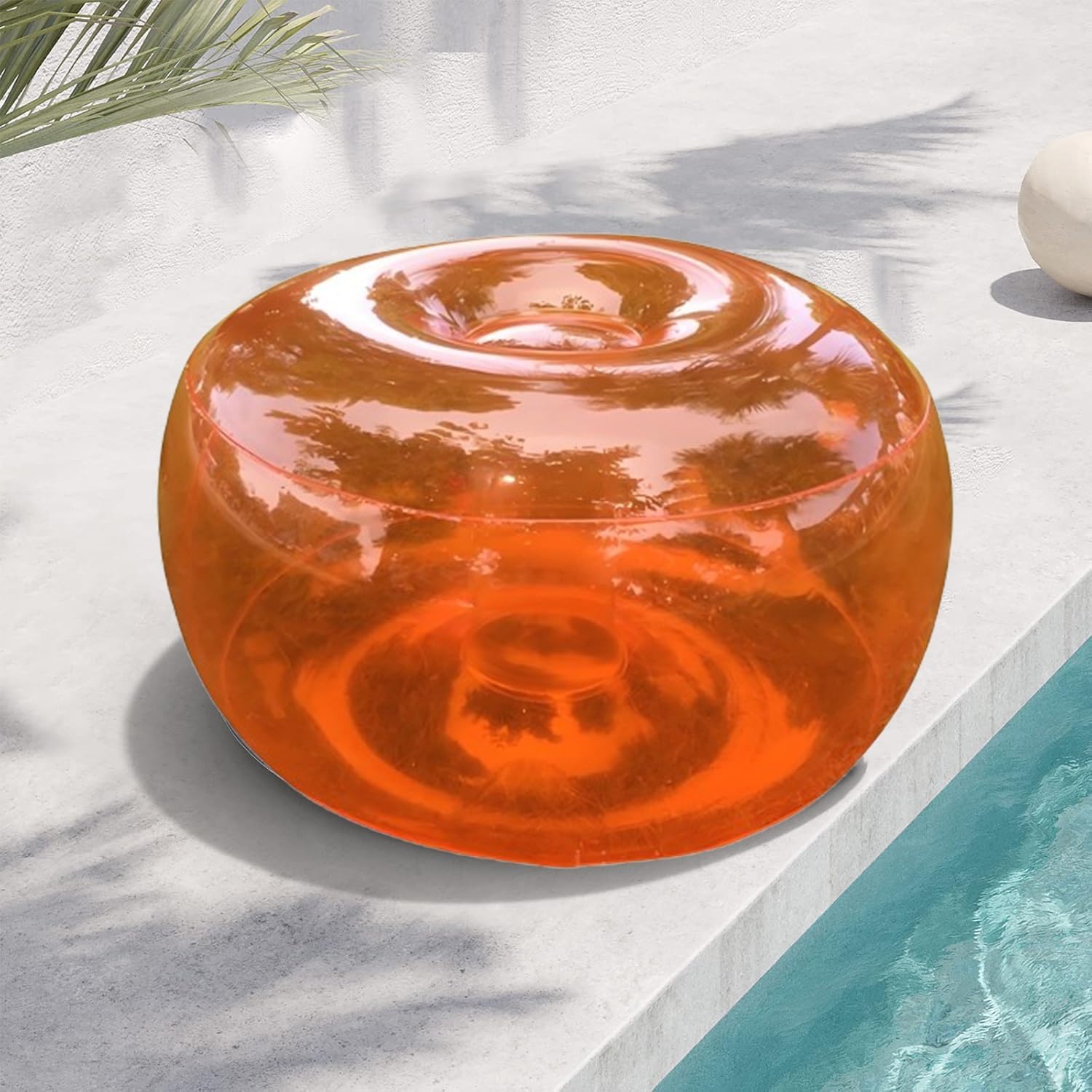 Inflatable Foot Rest for Air Travel, Blow up Footstool Airplane Travel Foot Rest Adjustable Height,Footrest Pillow with Pump for Office,Airplane,Train,Cars,Home(Orange)