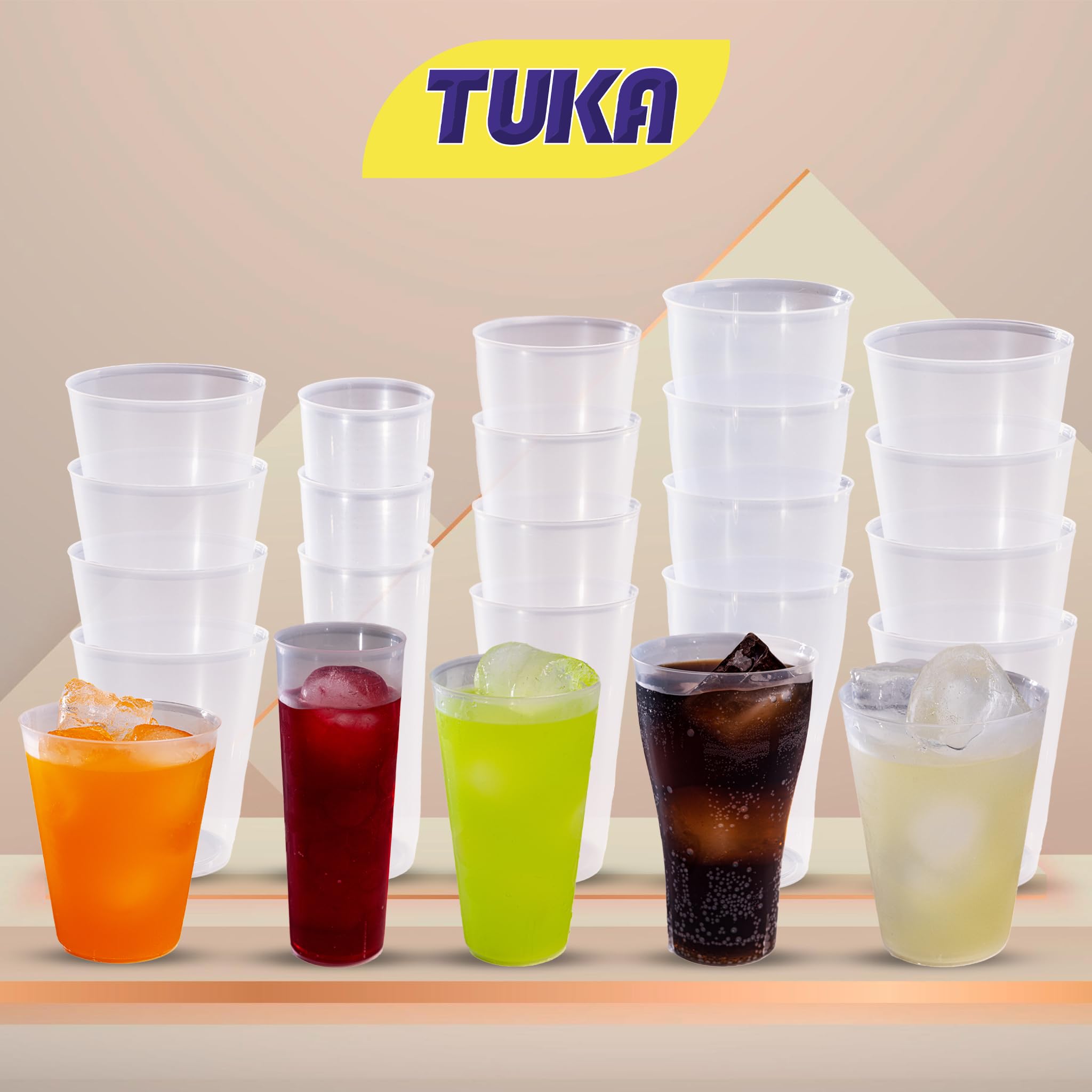 TUKA - 1000 Vasos Reutilizables Tipo Sidra de 480 ML - Plástico Duro Resistente - Ecológicos - Libre de BPA - Para Fiestas, Eventos, Copas, Gin Tonic - Vasos Grandes (1000, 480 ml)