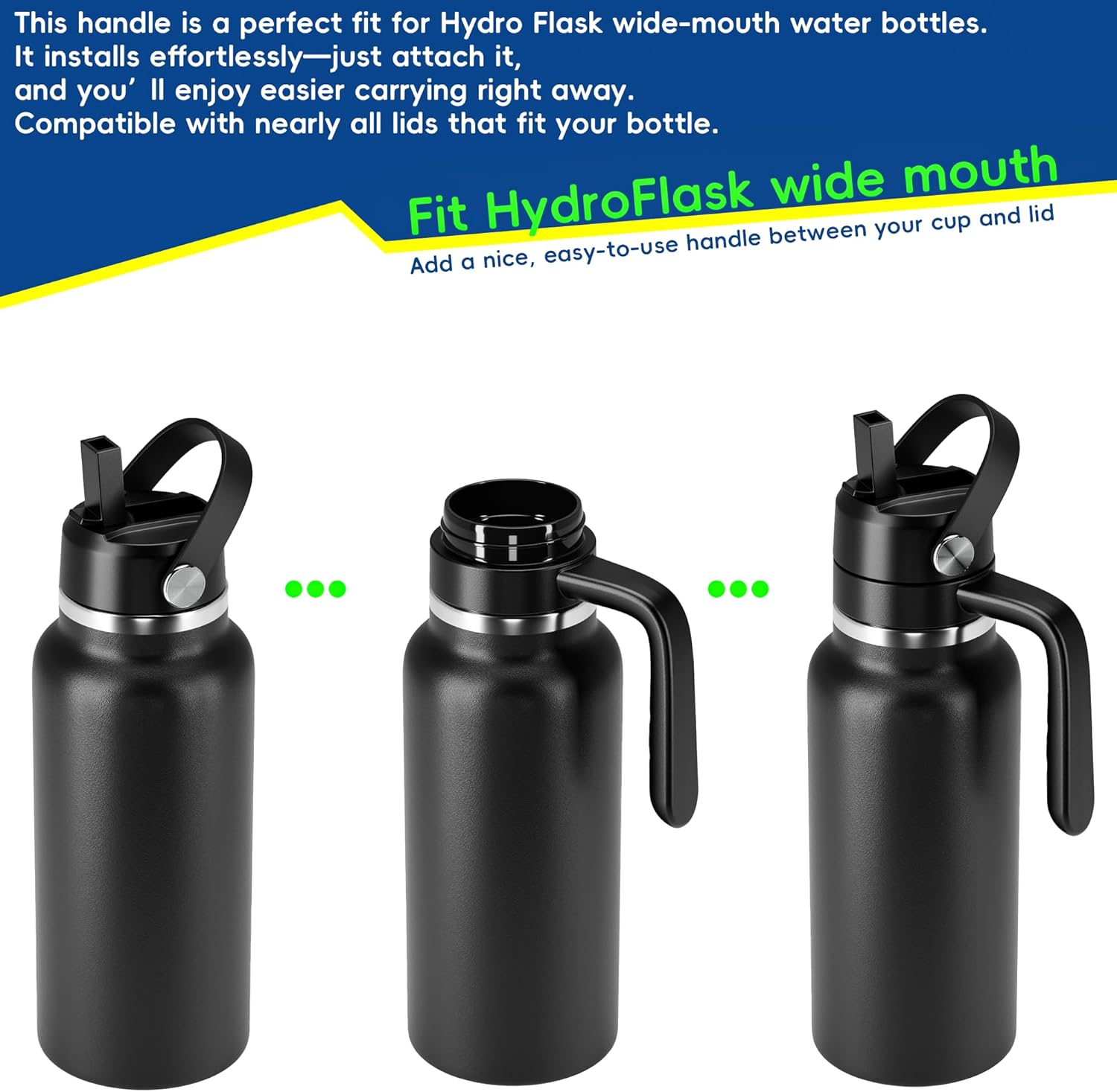 Replacement Lid for Hydroflask Wide Mouth Water Bottle, Top Lids with Straw for Hydro Flask Accessories, Top Sport Bottle Handle Cap for Hydroflask 12 16 20 32 40 64 128 oz Wide Mouth - Image 9