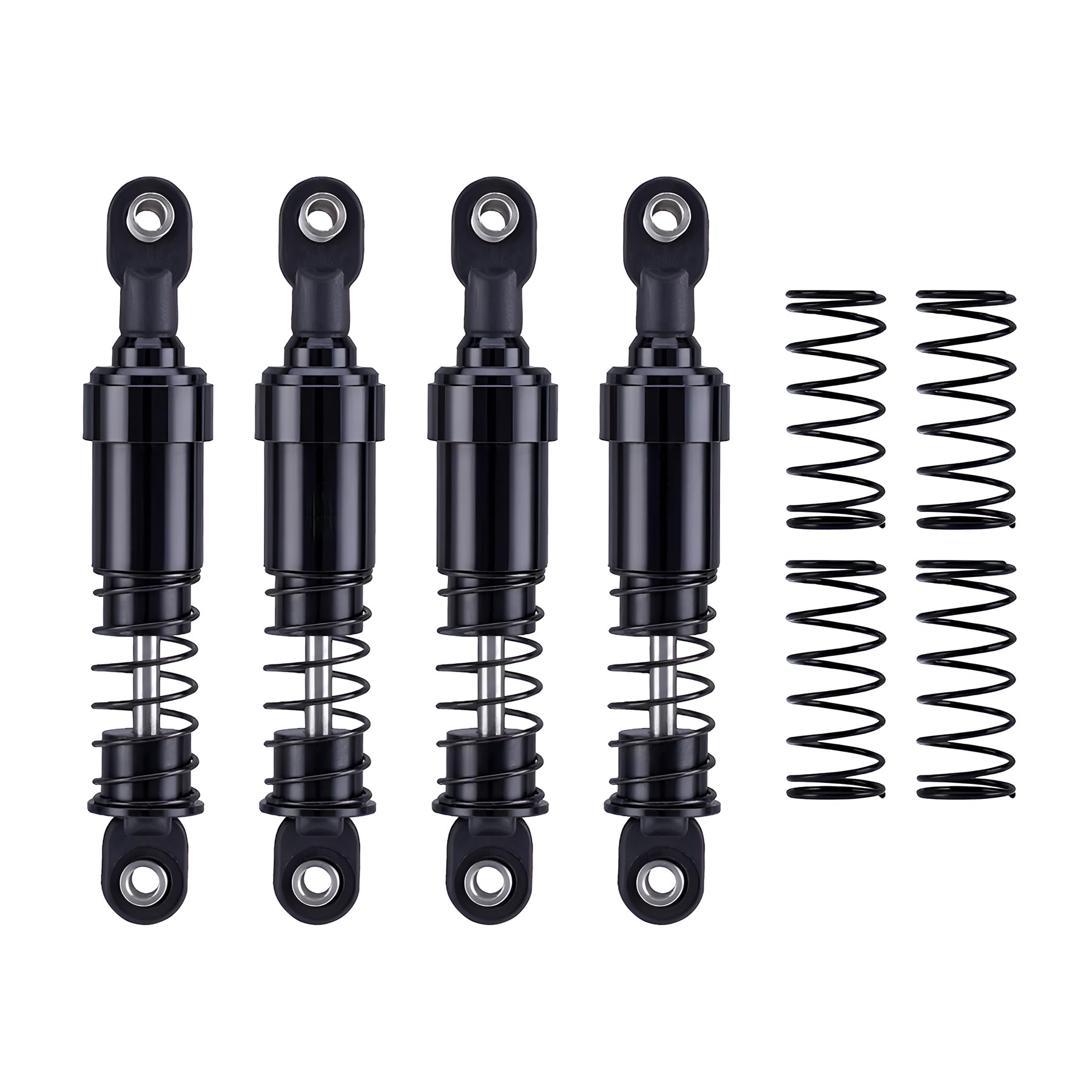 PowmokAMK 1/10 RC Crawler Shocks, 4Pcs 85mm Aluminum Big Bore RC Shocks with Oil Filled RC Crawler Shocks for 1/10 RC Crawler Axial SCX10 Capra D90 Gspeed V4 Element TRX4 Upgrades (Black 85mm 4Pcs)