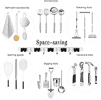 Vista 4 de AceMining 5 Racks and 4 Hooks Mop and Broom Holder Wall Mount, Broom Organizer Storage Tool Racks Stainless Steel Heavy Duty Hooks Self Adhesive