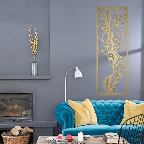 Vista 7 de Arte de pared de metal con cuerpo femenino, decoración de árbol de la vida, decoración de pared de metal, decoración de pared de metal para mujer