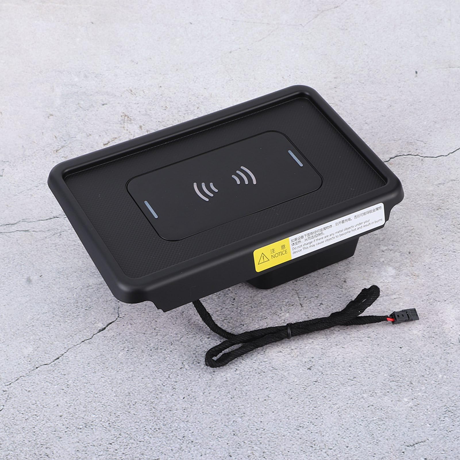 Almohadilla de Carga Inalámbrica de 15 W para 2017-2019, Cómodo Cargador Inalámbrico ABS Negro, Cuenta con Chips AI para Seguridad, Carga Rápida para de Teléfono de Coche
