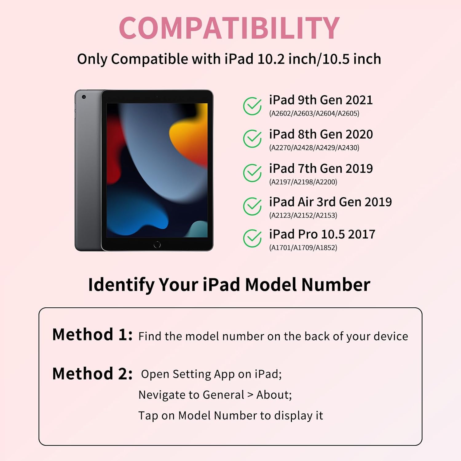 KBCASE Keyboard Case for iPad 9th/8th/7th Generation 2021/2020/2019, Compatible with iPad Air 3/Pro 10.5, Detachable Wireless Keyboard Case with Pencil Holder (Light Pink)