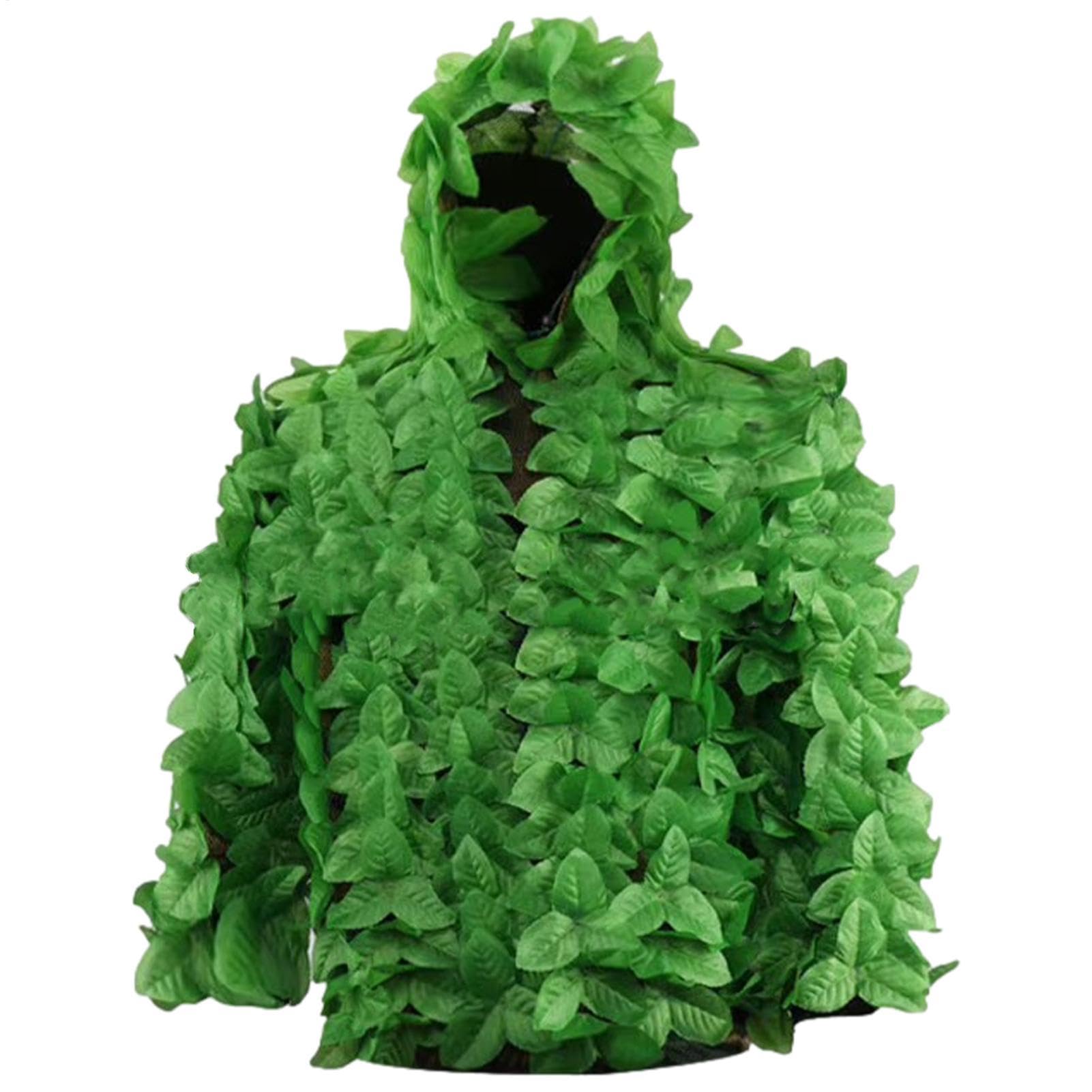Ghillie - Tuta da Ghillie 3DLeaf con Foglia Mimetica, Costume da cecchino, Camouflage Wood Land Hunting Geely Suits, Foglia Mimetica con Vita Elastica Regolabile