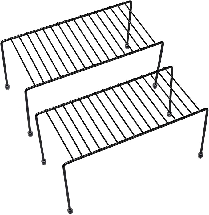 yaenoei Kitchen Shelves, Organization Mini Storage Shelf, Black,Set of 2