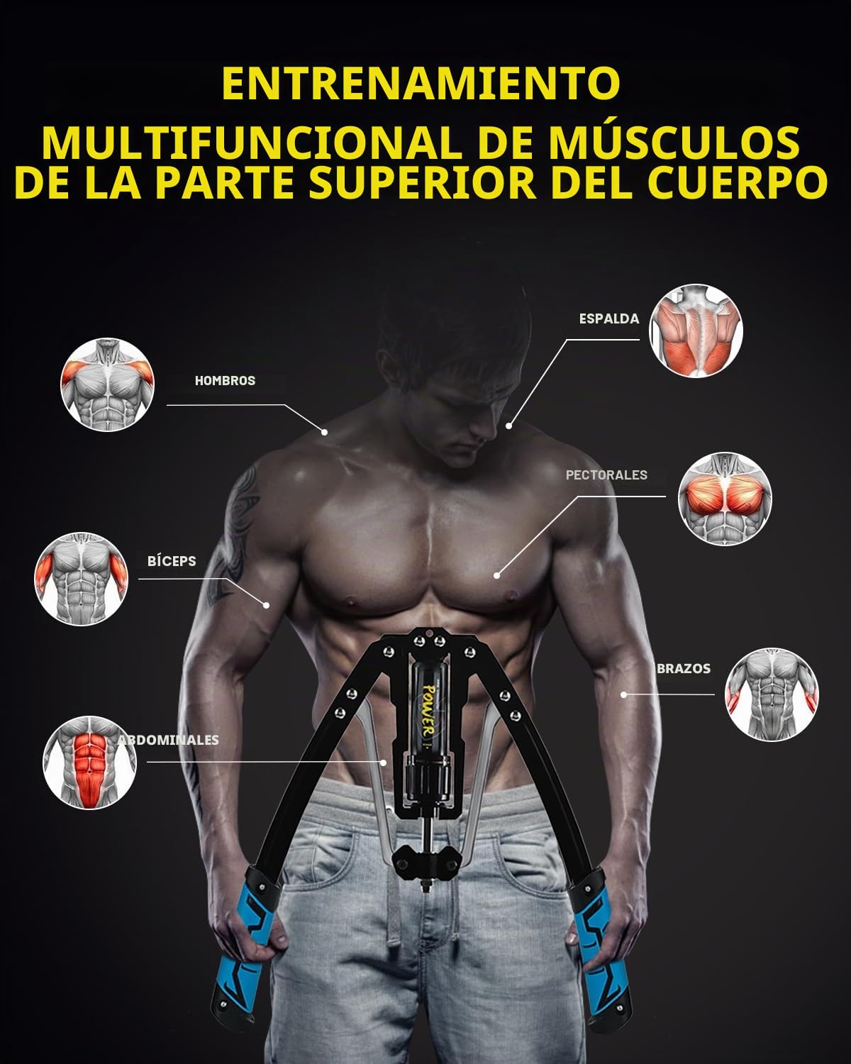 Twister - Ejercitador de Brazo, Ajustable de 22 a 440 Libras, Equipo de Entrenamiento Muscular de Hombro, fortalecedor de Ejercicio Mejorado para Brazo, bíceps, Abdomen, Hombro