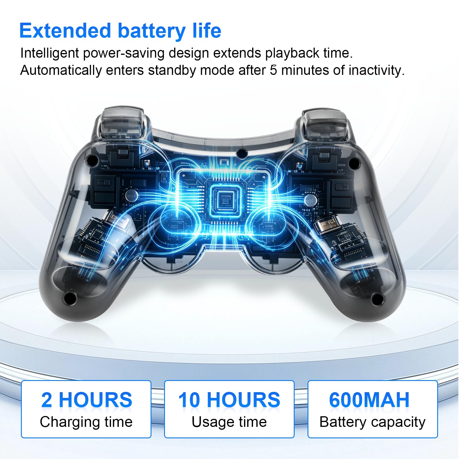 AYWHP 2PCS Manette pour PS3, manette sans fil Bluetooth pour PS3 avec double vibration, manette ergonomique rechargeable pour PS3