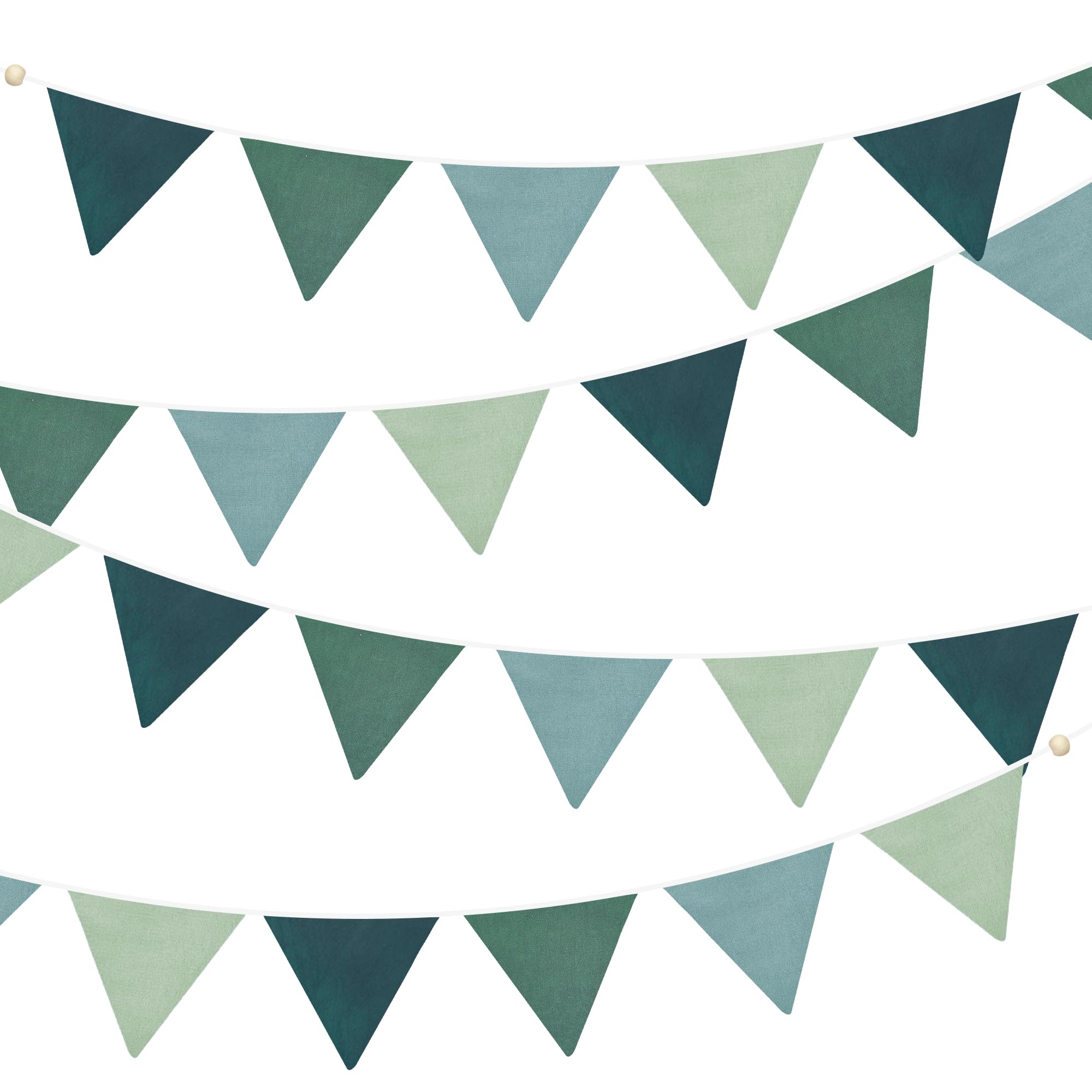 Wimpelkette mit Farbverlauf, dunkelgrün, 24 Stück, für Kinderzimmer, Girlande, Salbeigrün, Stoff, Leinen, Dreiecksschlangen für Babyzimmer, Dekoration, Kinder, Dschungel, Safari, Geburtstag,