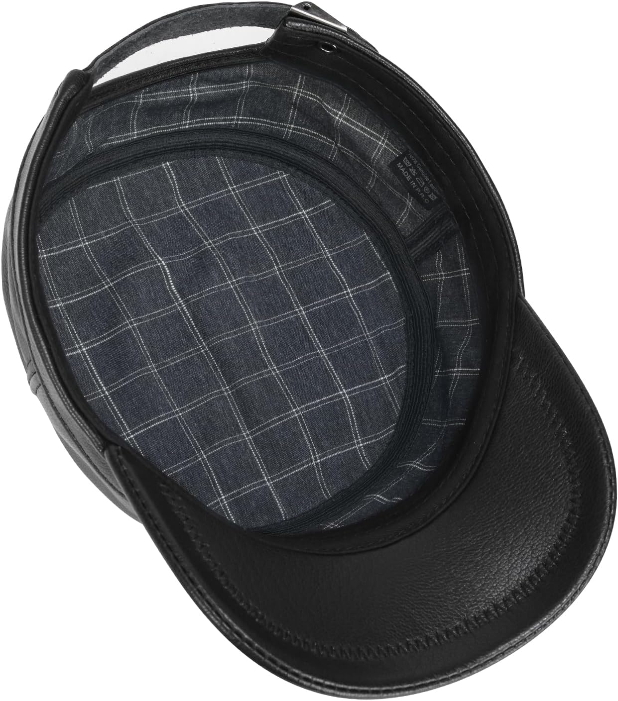 VOBOOM Leather Cadet Army Cap Adjustable Flat Top Military Style Hat for Men - Image 7